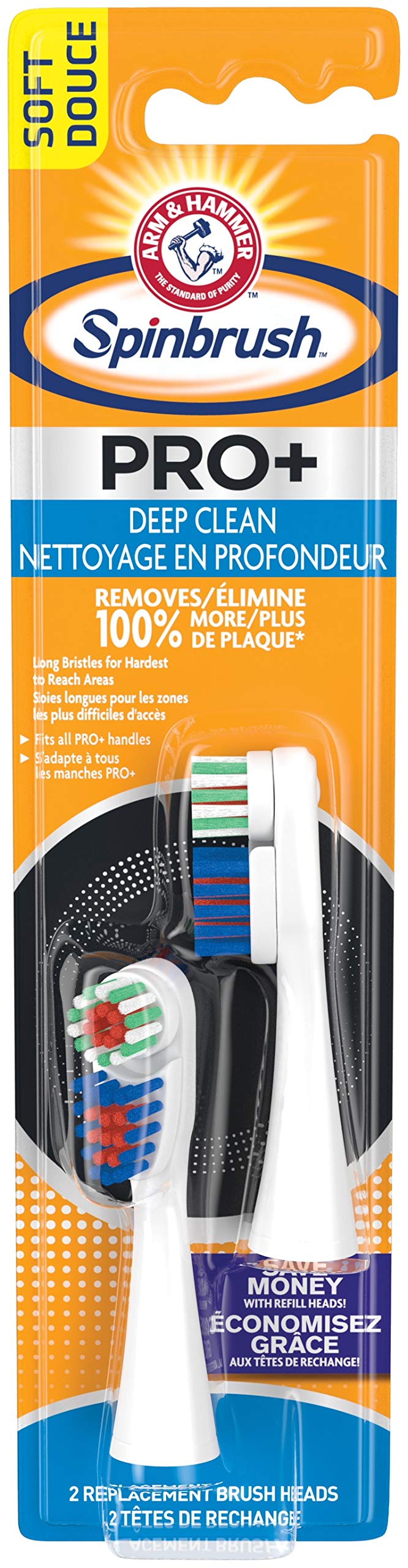 ARM & HAMMER Spinbrush Truly Radiant Deep Clean Replacement Brush Heads Soft