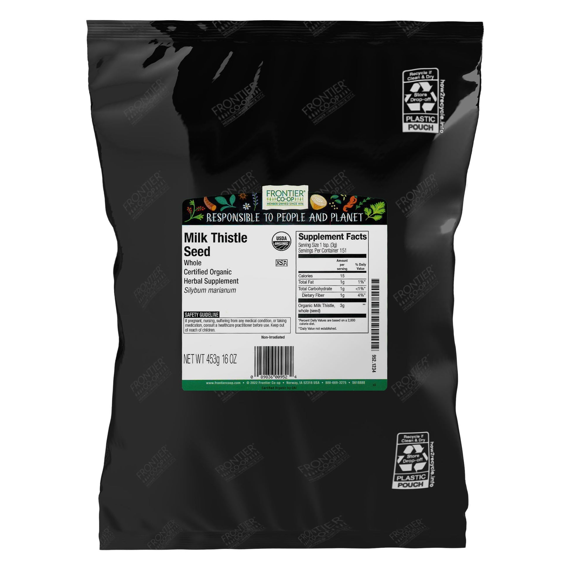 Frontier Co-op Organic Whole Milk Thistle Seed 1lb