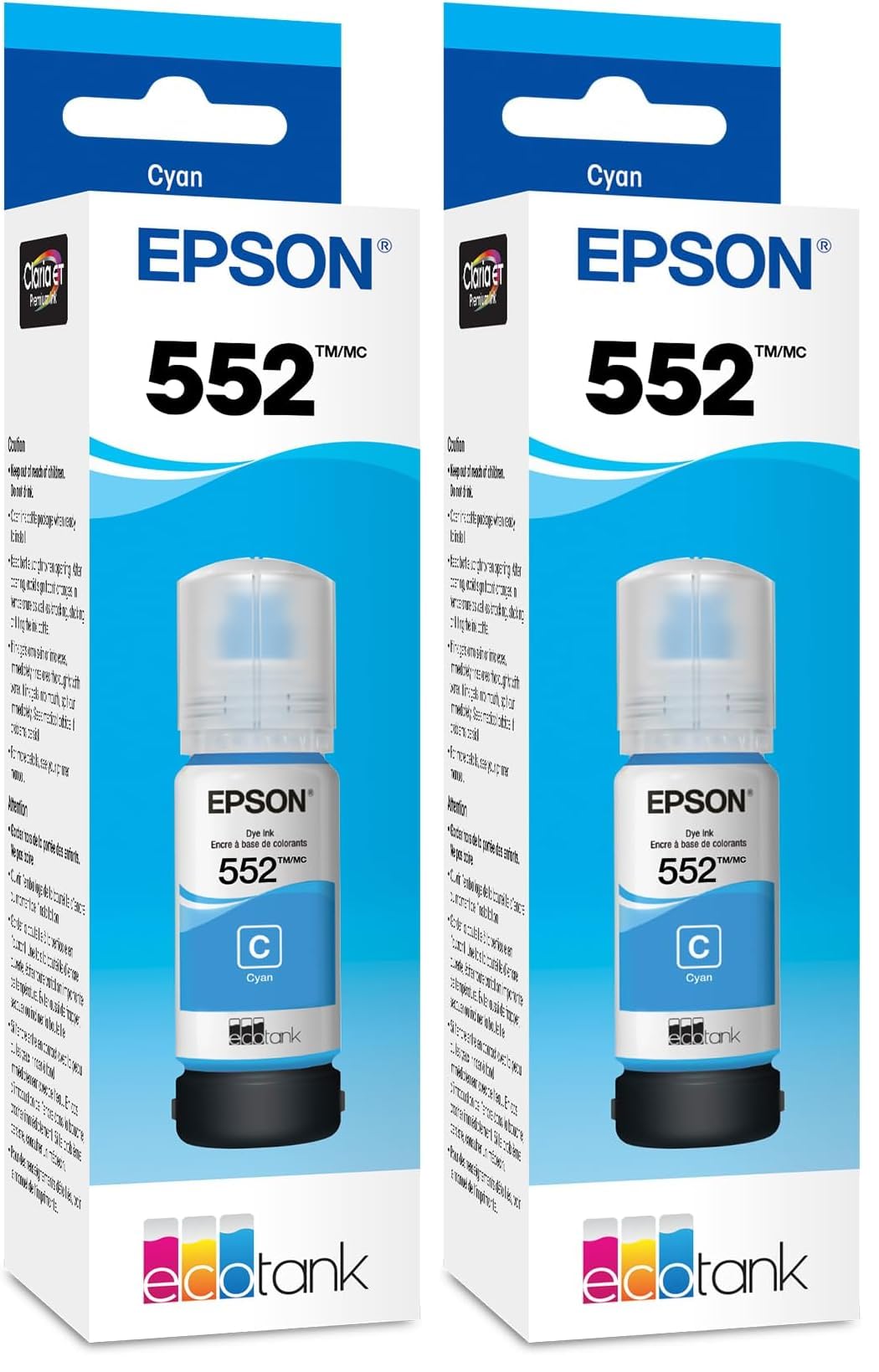 Epson Claria ET Premium T552220 High Capacity Bottle Ink - Cyan (Pack of 2)