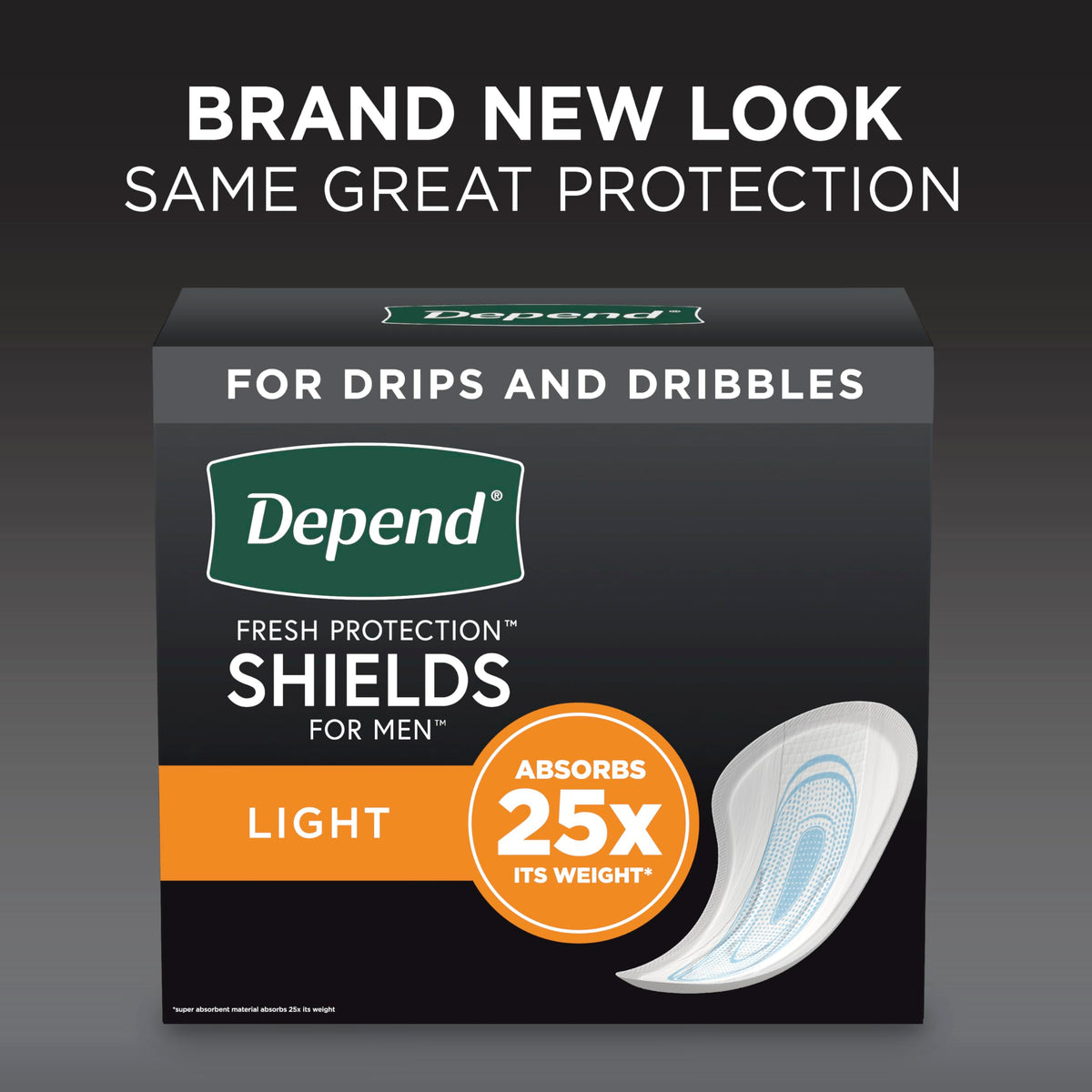 Depend Incontinence/Bladder Control Shields, Incontinence Pads for Men, Light Absorbency, 58 Count (Packaging May Vary) (Pack of 2)