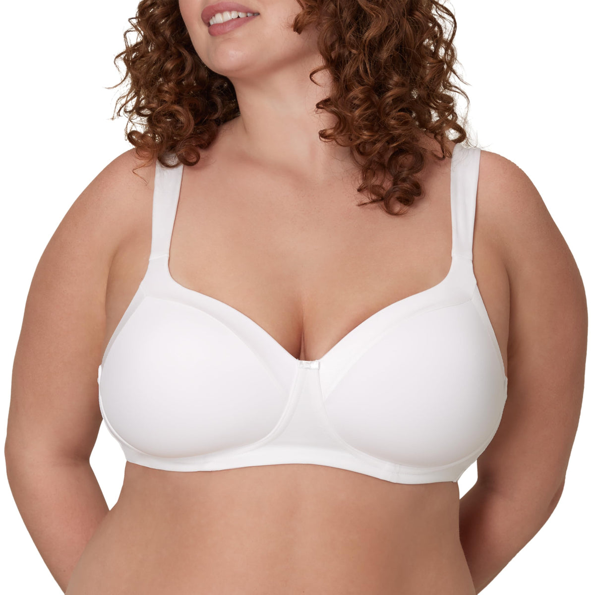 Playtex Secrets Balconette Bra, Full-Coverage Wireless T-Shirt Bra, Balconette Wirefree Full-Figure T-Shirt Bra, White, 38DDD