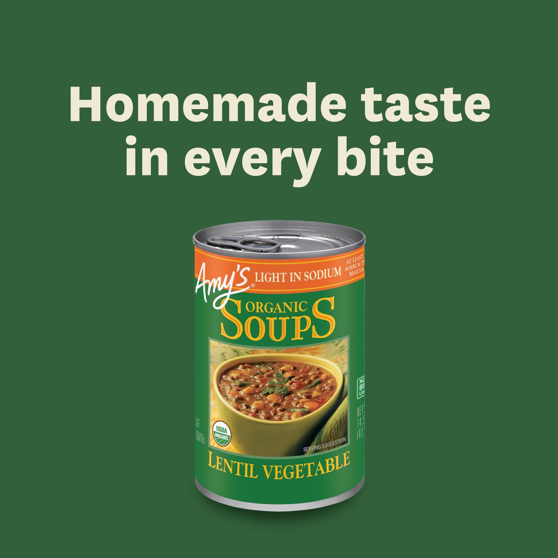 Amy’s Soup, Vegan Light in Sodium Lentil Vegetable Soup, Gluten Free, Made With Organic Vegetables, Canned Soup, 14.5 Oz (12 Pack)