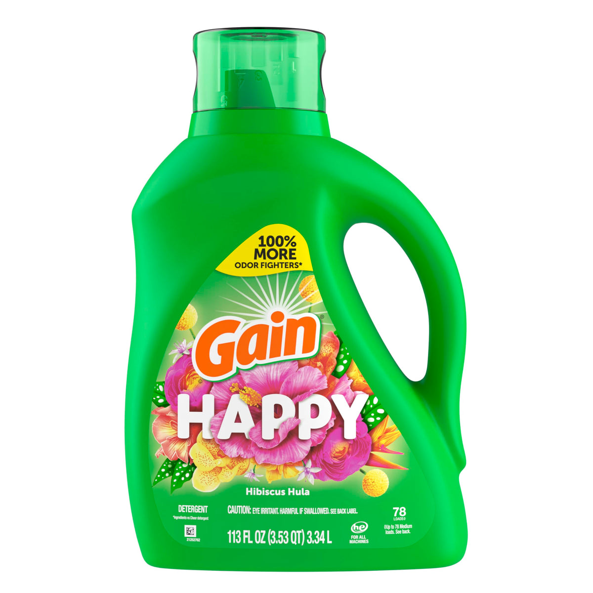 Gain Liquid Laundry Detergent, Happy, HE Compatible, 113 fl oz, 78 Loads