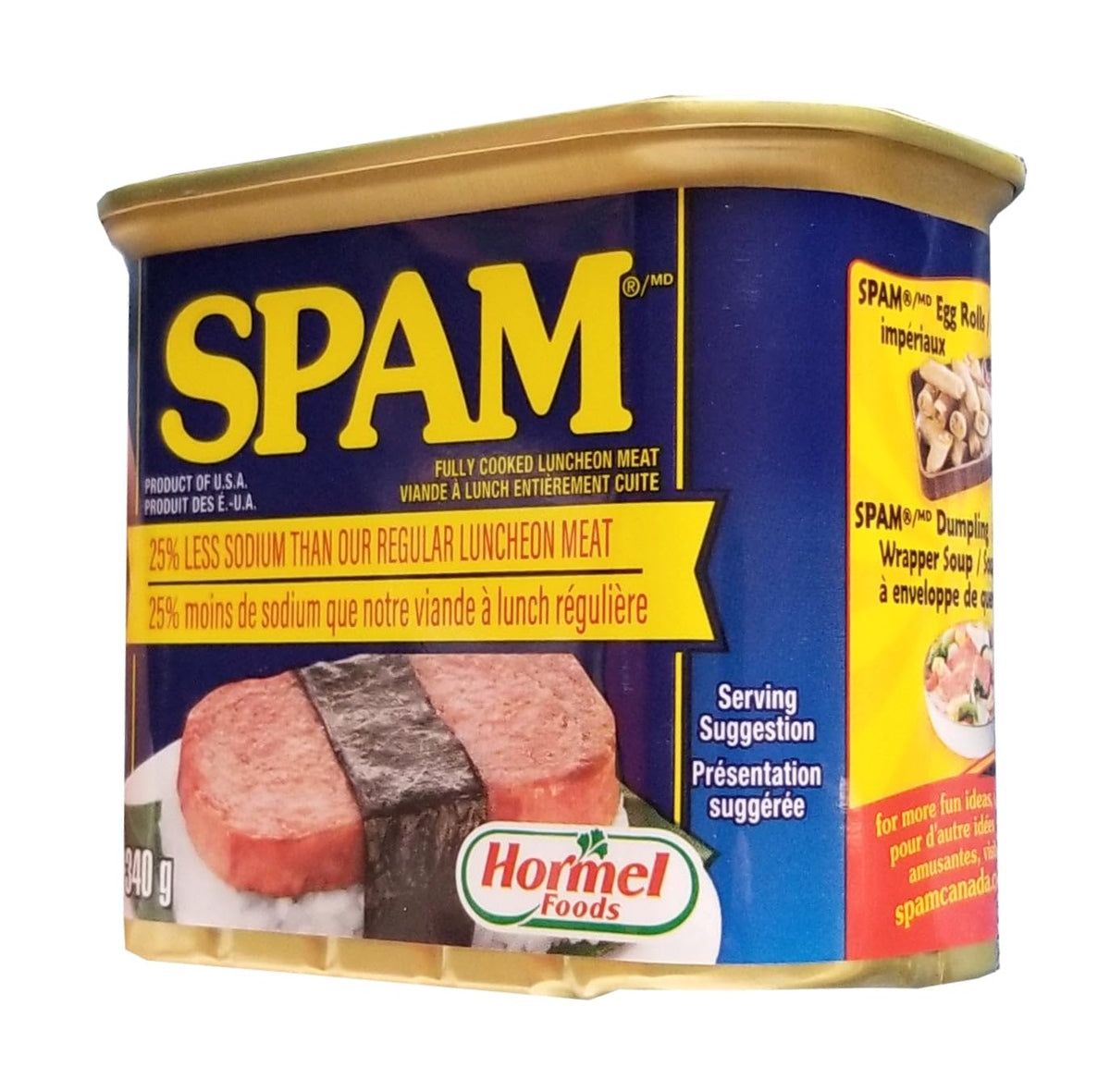 SPAM Luncheon Meat, 25% Less Sodium, 340g/ 12 oz. Can