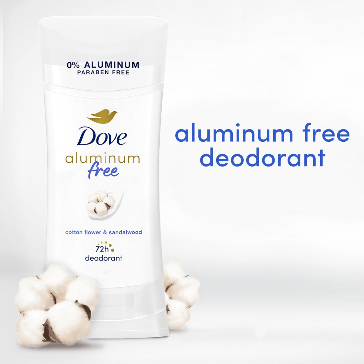 Dove Aluminum Free Deodorant for Women 3 Count Cotton Flower & Sandalwood 72 hour odor protection 2.6 oz