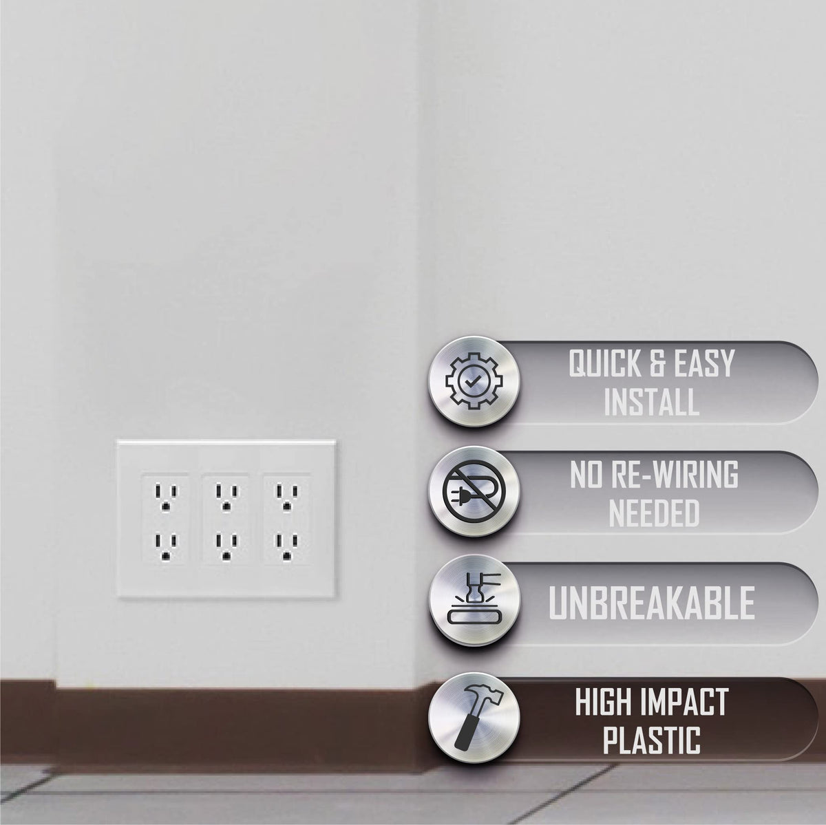 TayMac A3000W Allure Nonmetallic Wallplate Frame with Gang, White
