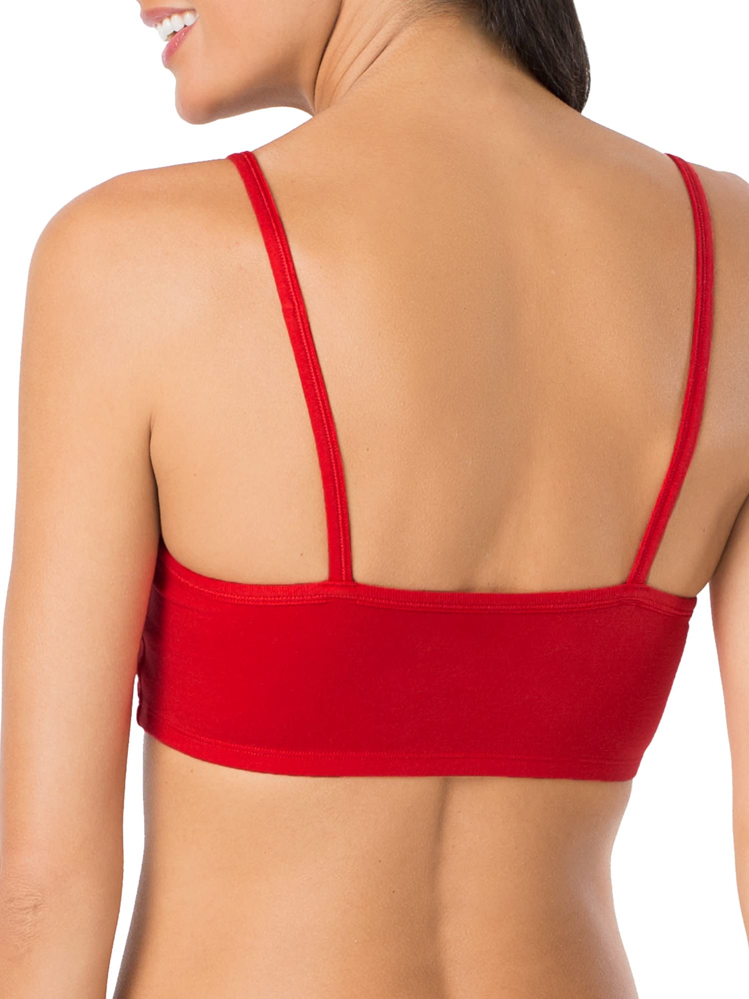 Fruit of the Loom Womens Spaghetti Strap Cotton Pull Over 3 Pack Sports Bra, Kaleidoscope/Charcoal/Red Hot, 42