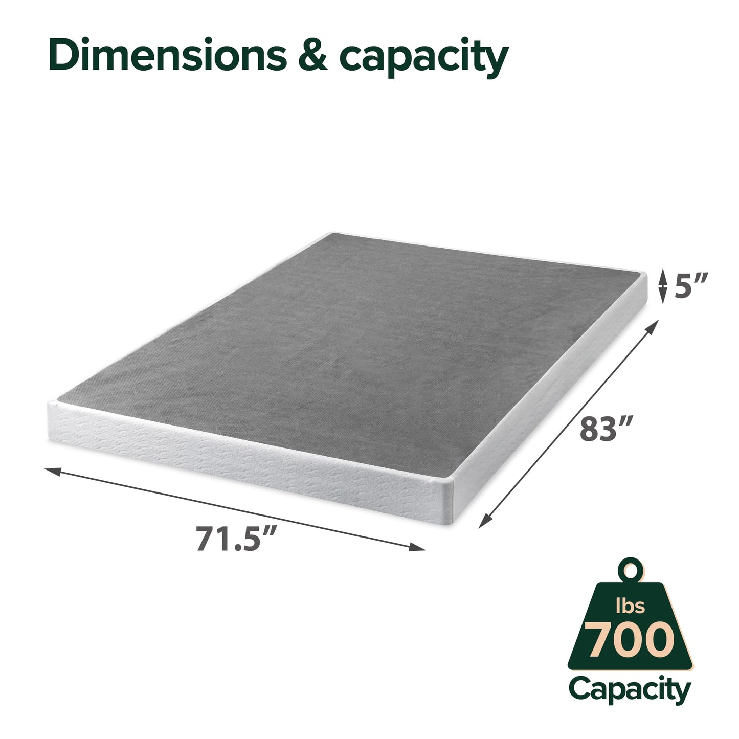 ZINUS 5 Inch California King Metal Smart Box Spring with Quick Assembly, Mattress Foundation, Strong Metal Frame, Easy Assembly