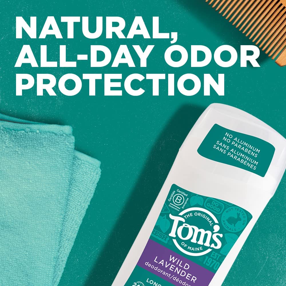 Tom's of Maine Natural Long-Lasting Deodorant Stick Lavender 2.25 Oz (Pack of 2)