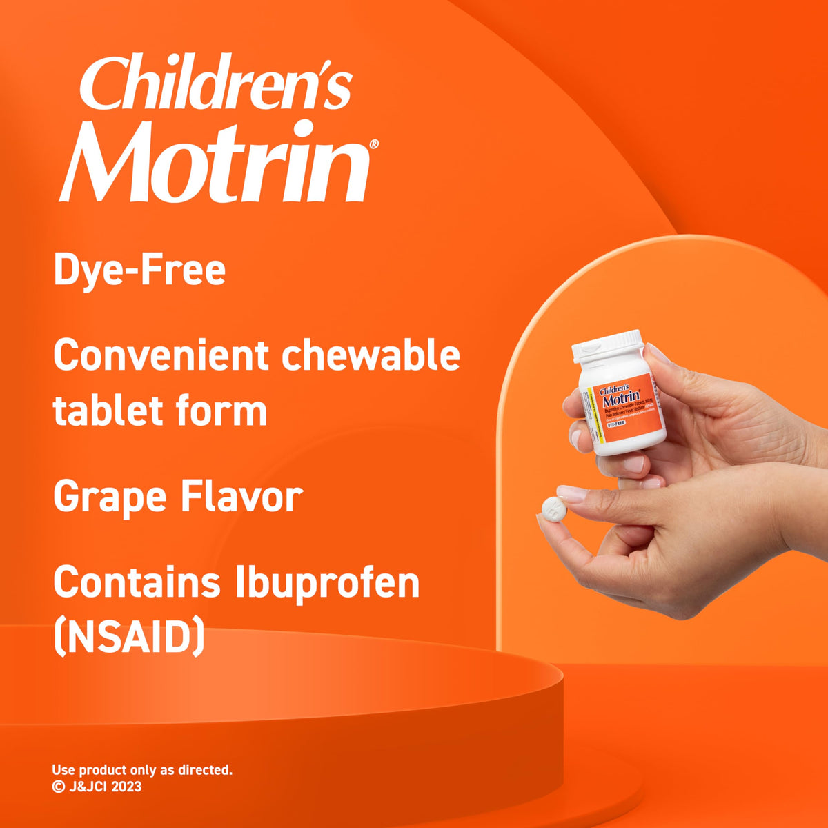 Motrin Children's Dye-Free Ibuprofen Chewable Tablets for Pain & Fever, Grape, 24 Count