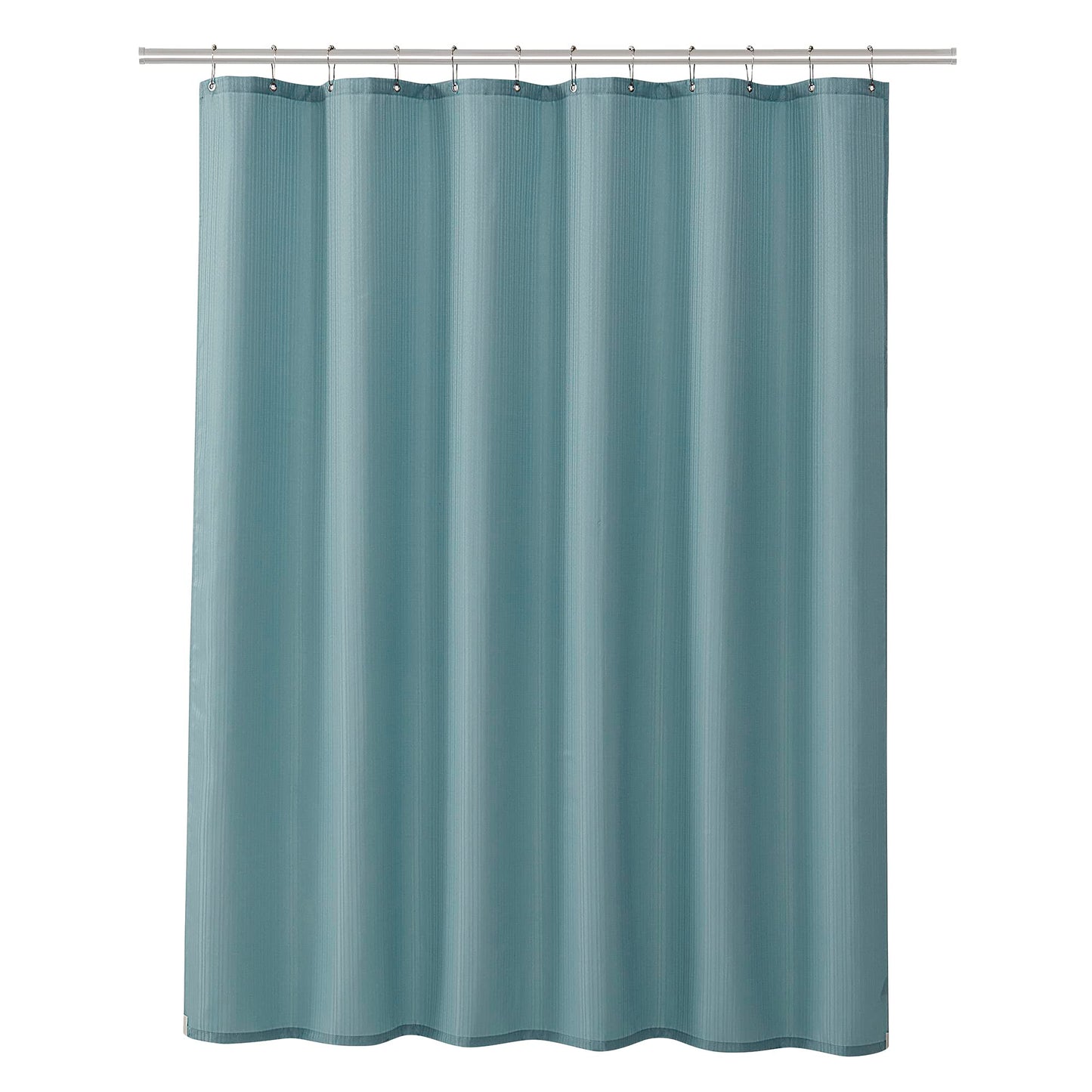 Clorox Treated Polyester Fabric Shower Curtain 70"x72" Light Blue Aqua with Weighted Magnetic Hem, Machine Washable