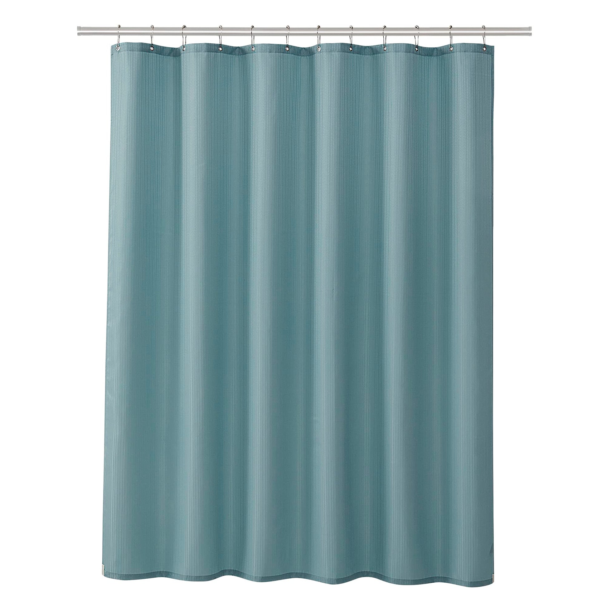 Clorox Treated Polyester Fabric Shower Curtain 70"x72" Light Blue Aqua with Weighted Magnetic Hem, Machine Washable