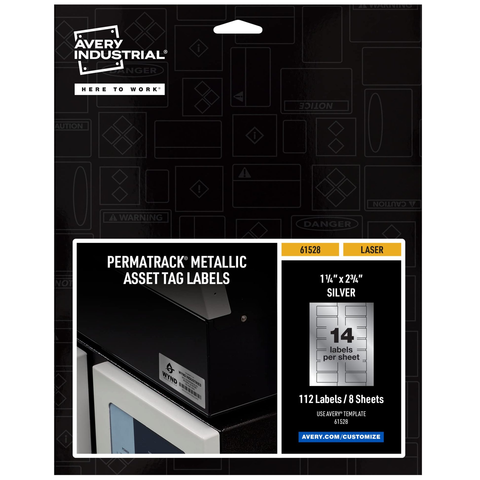 Avery Metallic Asset Tag Labels, 1-1/4 x 2-3/4", Laser Printable Tags, 112 Waterproof Labels (61528)