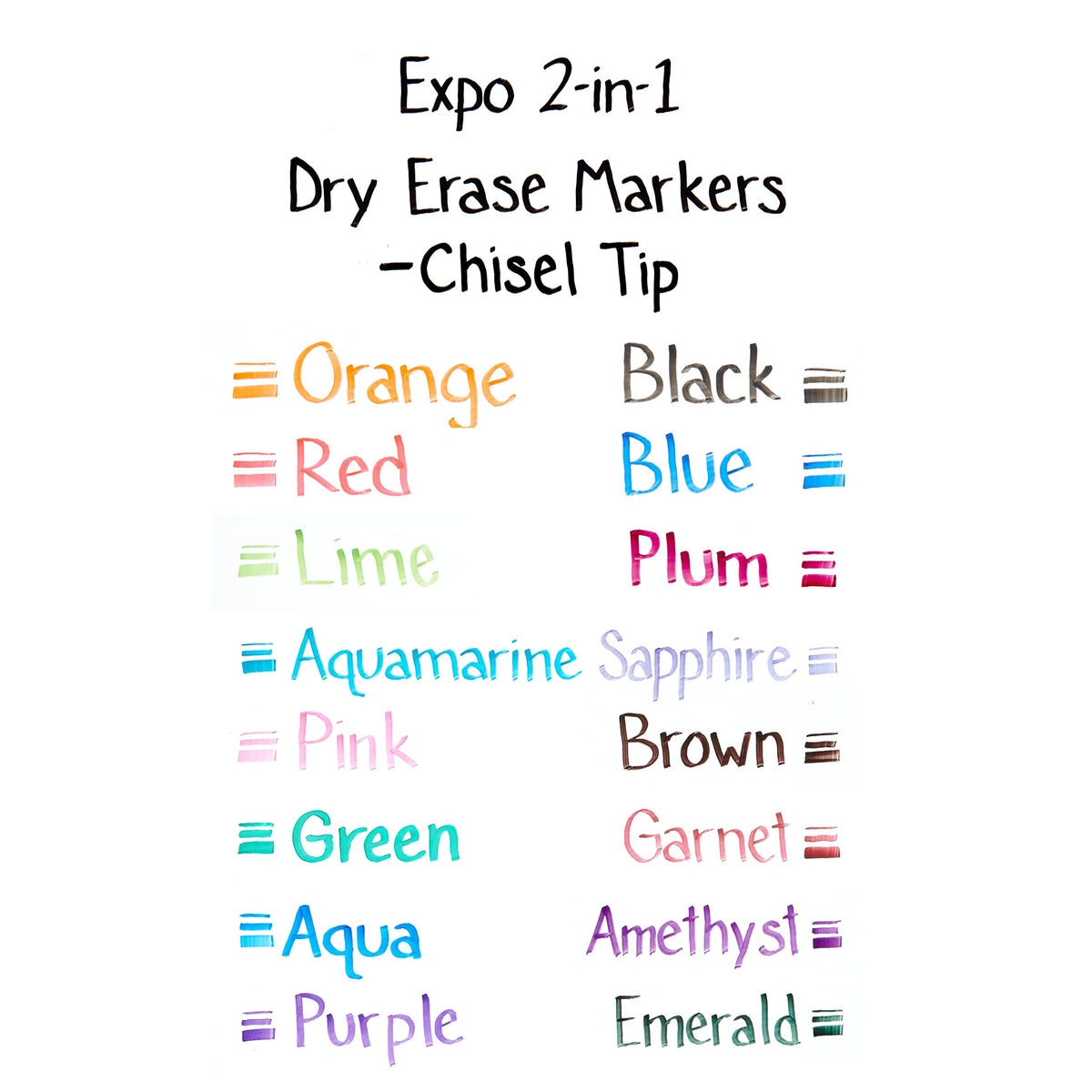 Expo® Dry Erase 2-in-1 Markers, Chisel Tip, Assorted, 8 Count