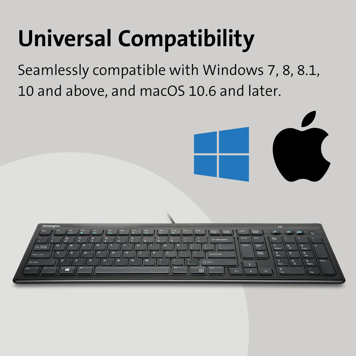 Kensington Slim Type Wired Keyboard (K72357USA),Black