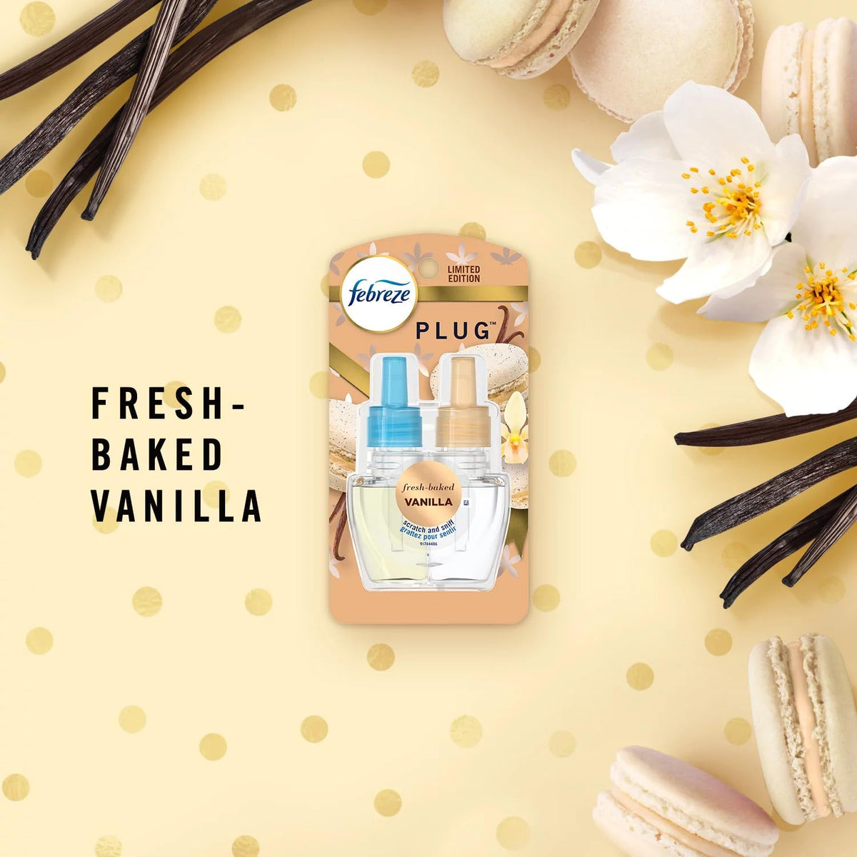 Febreze Plug Air Freshener Refills, Limited Edition Fresh-Baked Vanilla Scent, (2 Count, 1.75 Oz)