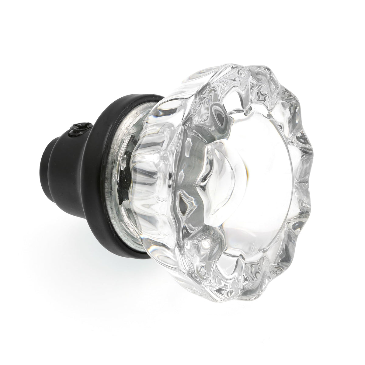 Prime-Line E 28318 Mortise Style Fluted Glass Door Knobs - Perfect for Replacing Broken Antique Lock Sets on Interior Doors, Features 2 In. Outside Diameter Knobs, Matte Black (1 Set)