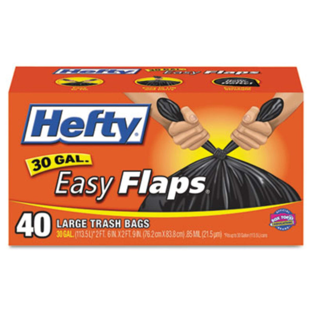 Easy Flap 40-Count 30-Gallon Black Large Trash Bag