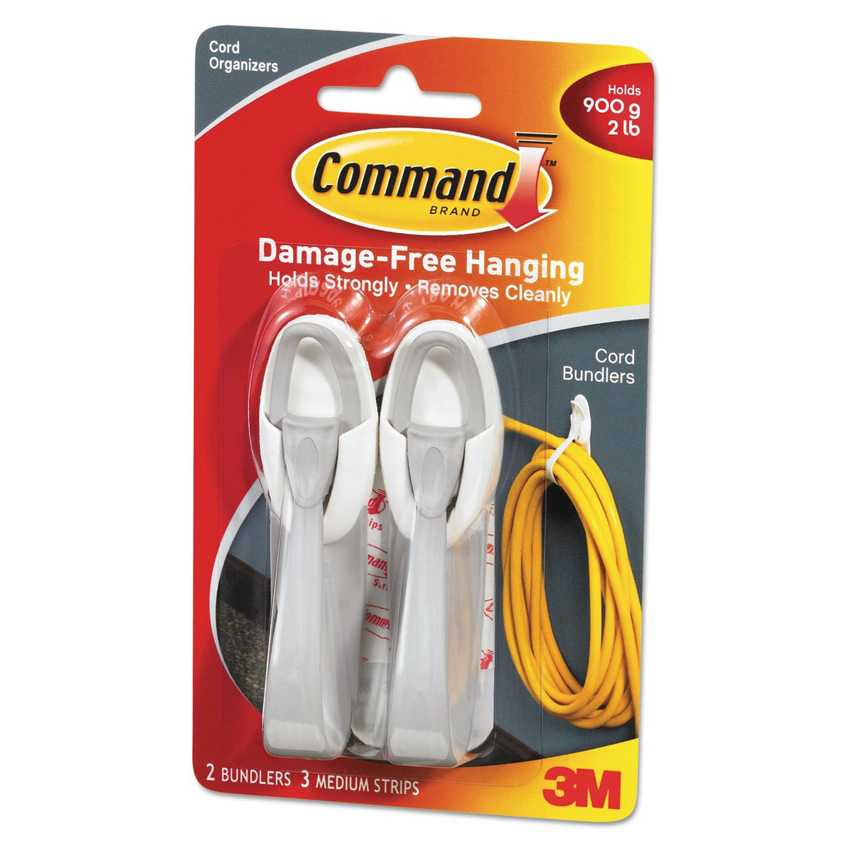3M Command 17304ES Cable Bundler, White, 2/Pack