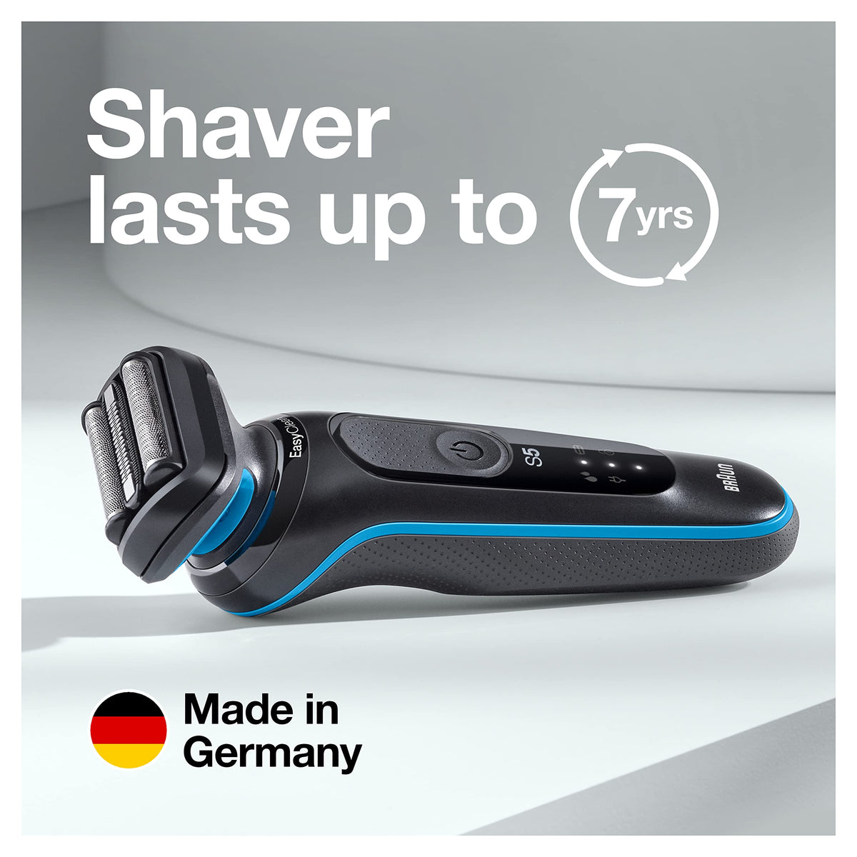Braun Series 5 5049cs Electric Shaver with Charging Stand, Beard Trimmer, Face Shaver, Wet & Dry, Rechargeable, Cordless Foil Shaver, Blue