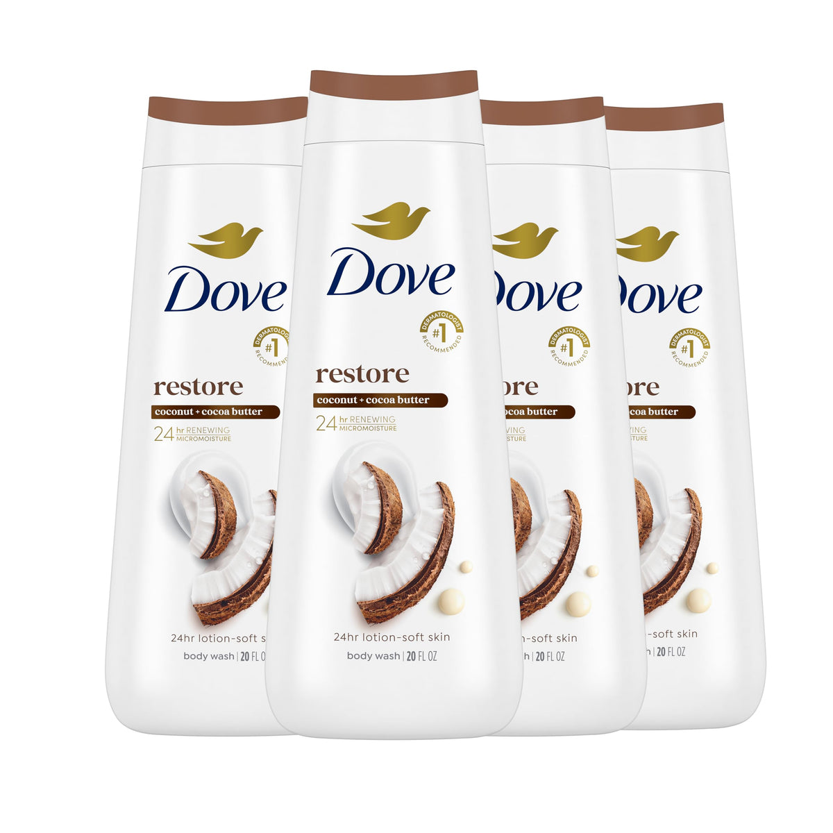 Dove Body Wash Restoring Coconut & Cocoa Butter 4 Count