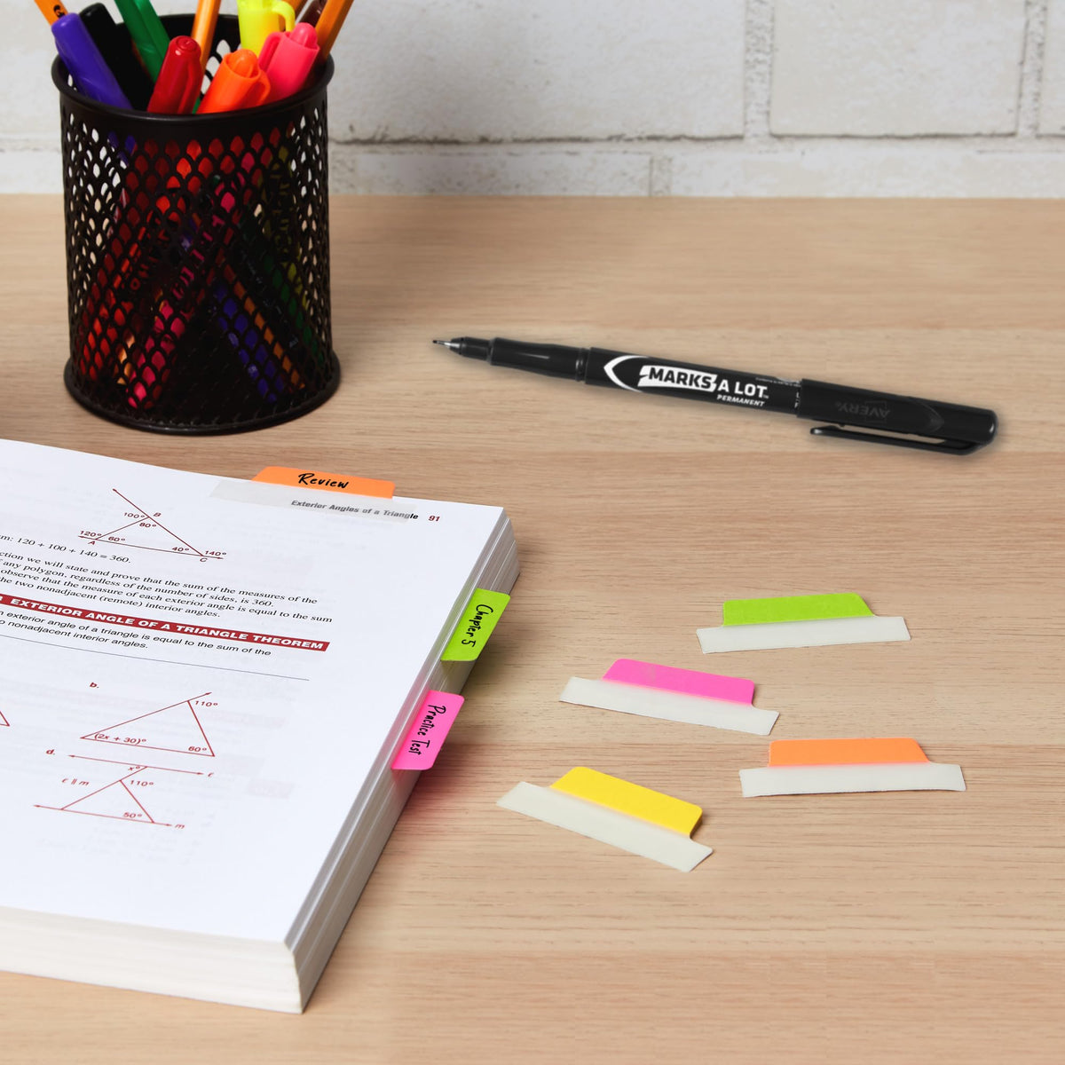 Avery Margin Ultra Tabs, 2.5" x 1", 2-Side Writable, Assorted Neon Colors, 48 Repositionable Page Tabs (74865)