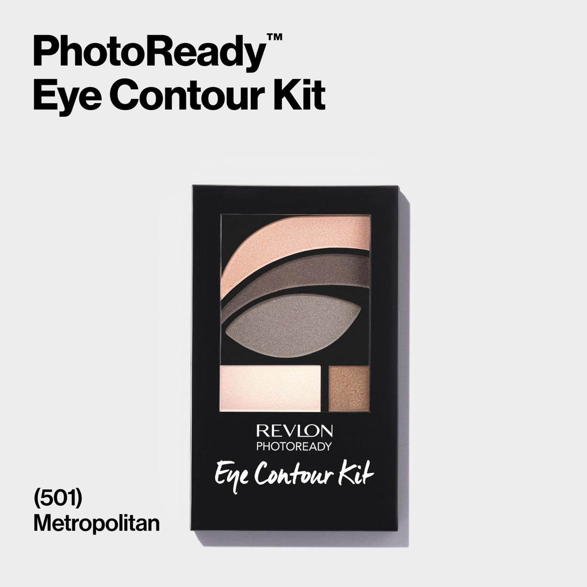Revlon PhotoReady Eye Contour Kit, Eyeshadow Palette with 5 Wet/Dry Shades & Double-Ended Brush Applicator, Metropolitan (501), 0.1 oz