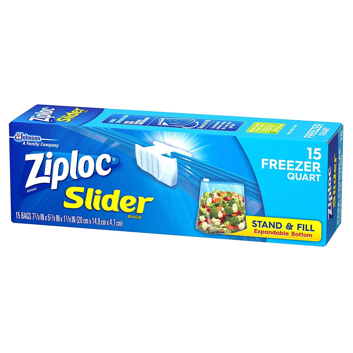 Ziploc Easy Zipper Freezer Quart 1-15 Count boxes