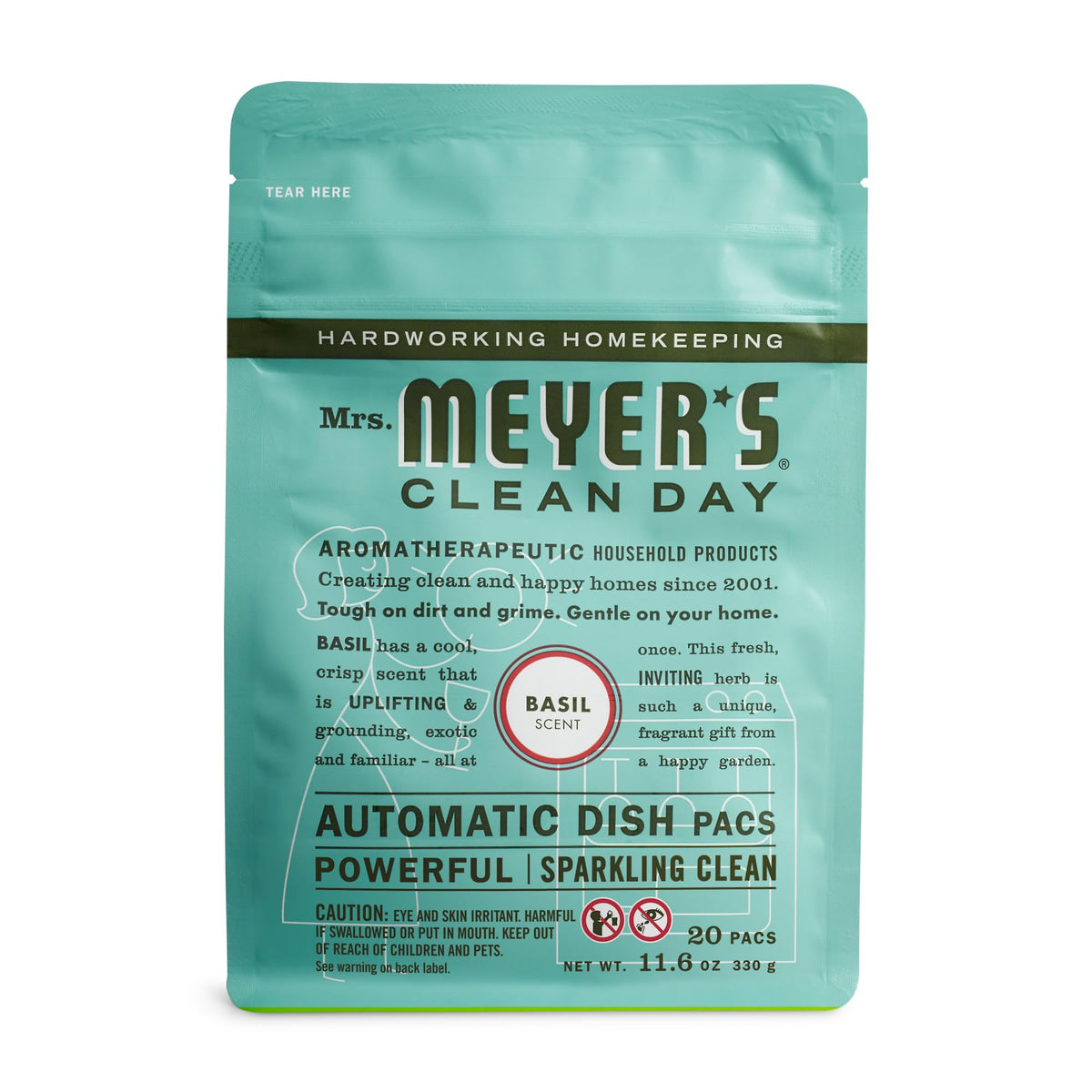 MRS. MEYER'S CLEAN DAY Automatic Dishwasher Pods, Basil, 20 Count