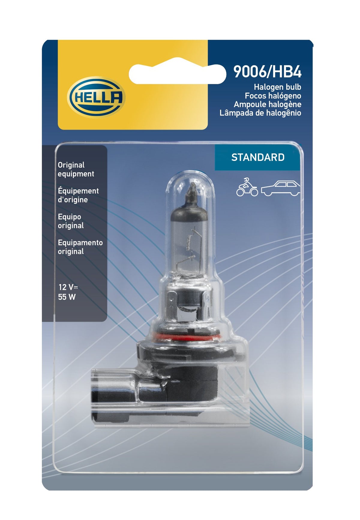 HELLA 9006SB Single Blister Standard Halogen Bulb, 12V, 55W