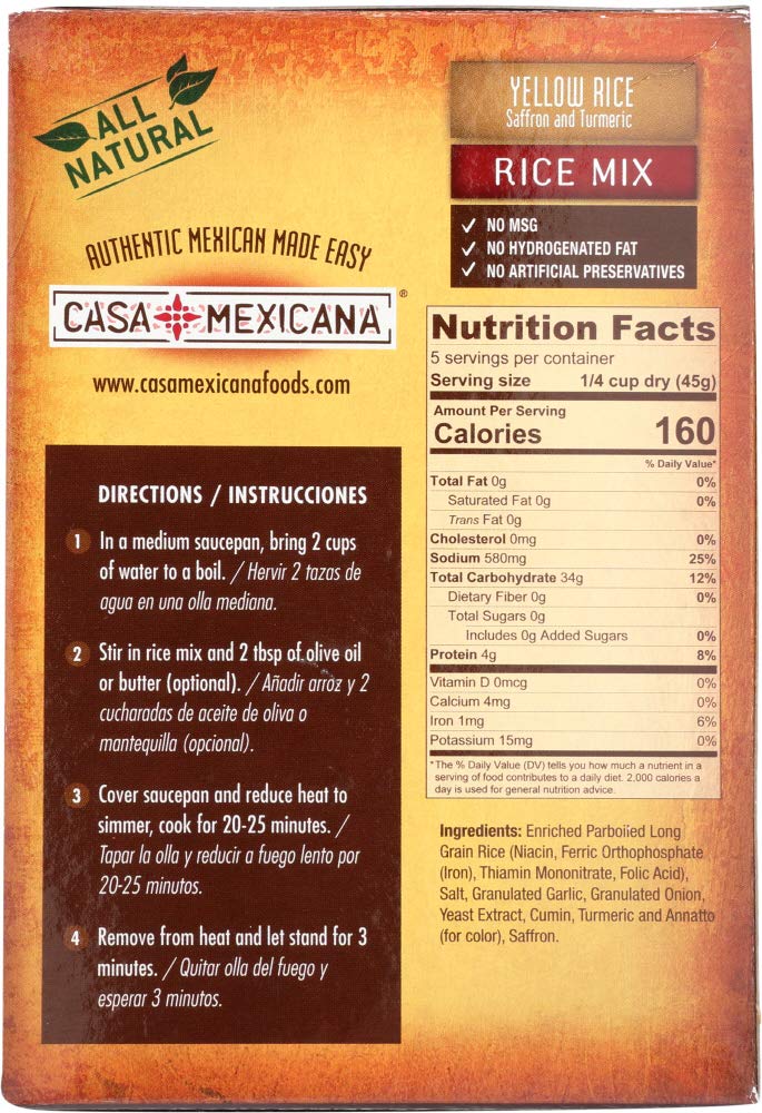 Casa Mexicana Yellow Rice, Saffron and Turmeric