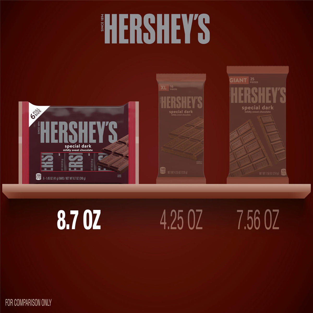 HERSHEY'S SPECIAL DARK Mildly Sweet Chocolate Candy Bars, 1.45 oz (6 Count)