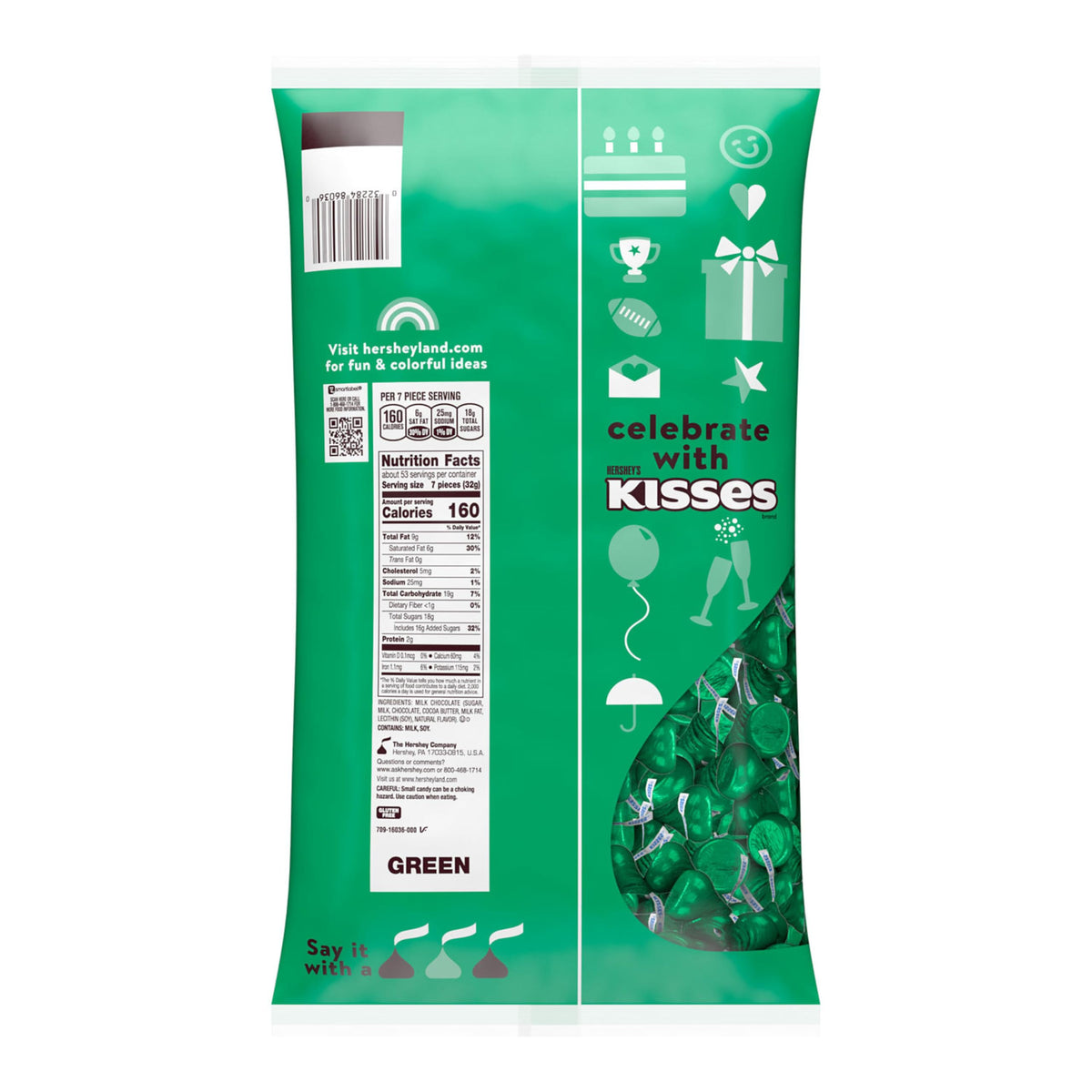 HERSHEY'S KISSES Milk Chocolate Candy Bulk Bag, 60 oz