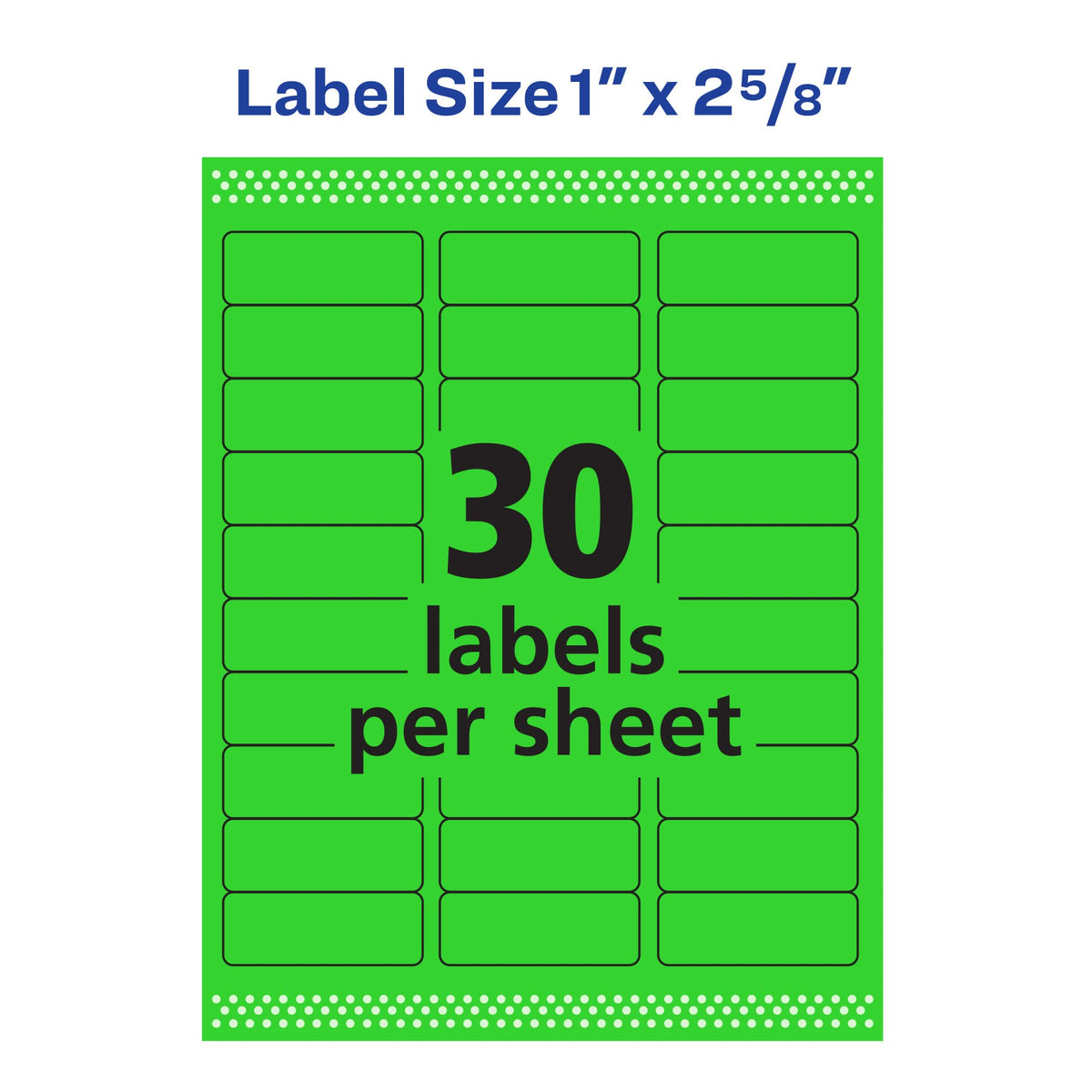 Avery Printable Address Labels with Sure Feed, 1" x 2-5/8", Neon Green, 750 Blank Mailing Labels (5971)