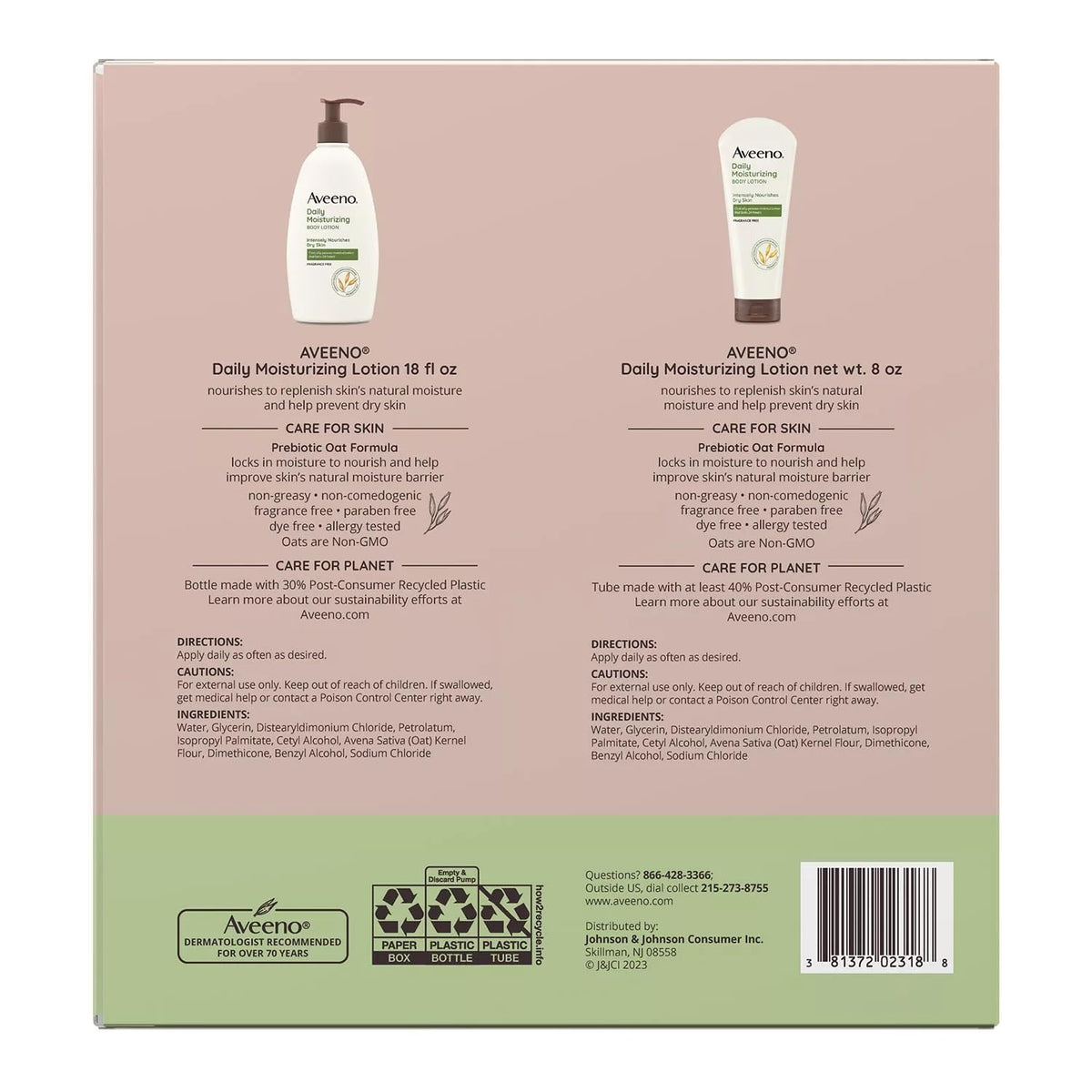 Aveeno Daily Moisturizing Body Lotion (18 fl. oz., 2 pk. + 8 oz. Tube)