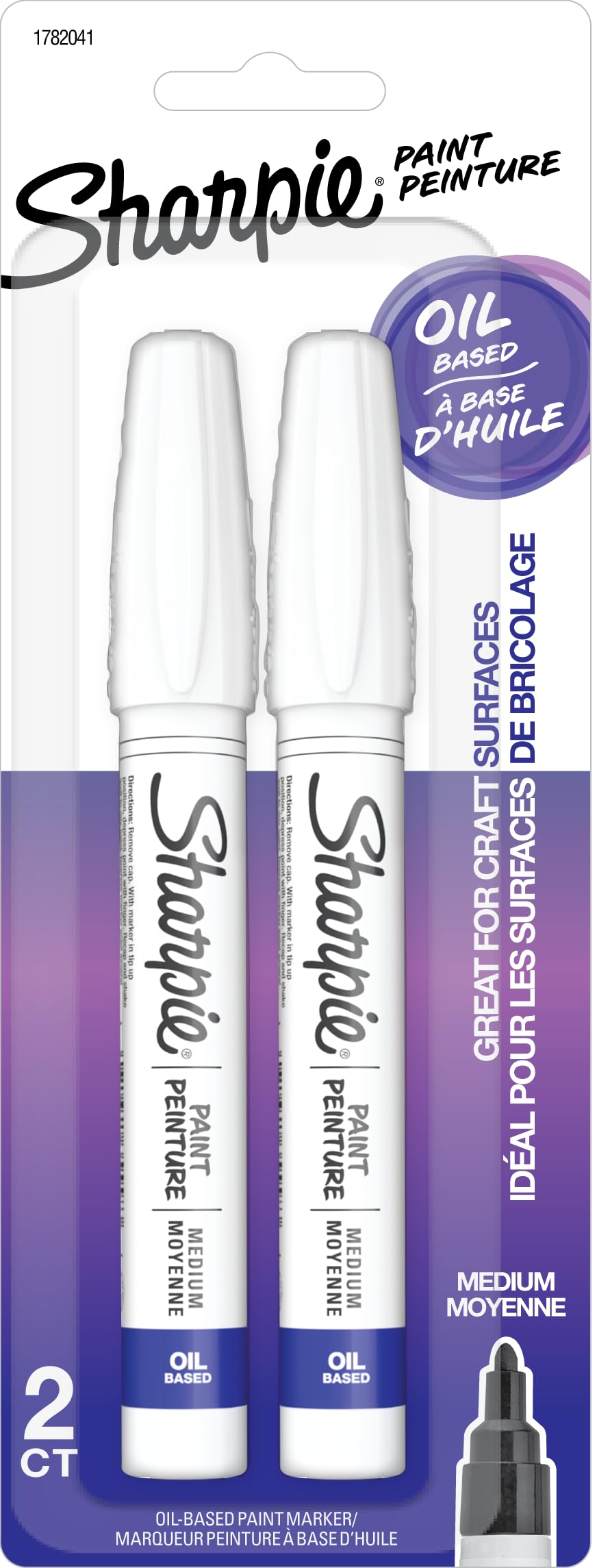 Sharpie Oil-Based Paint Markers, Medium Point, White, 2 Pack