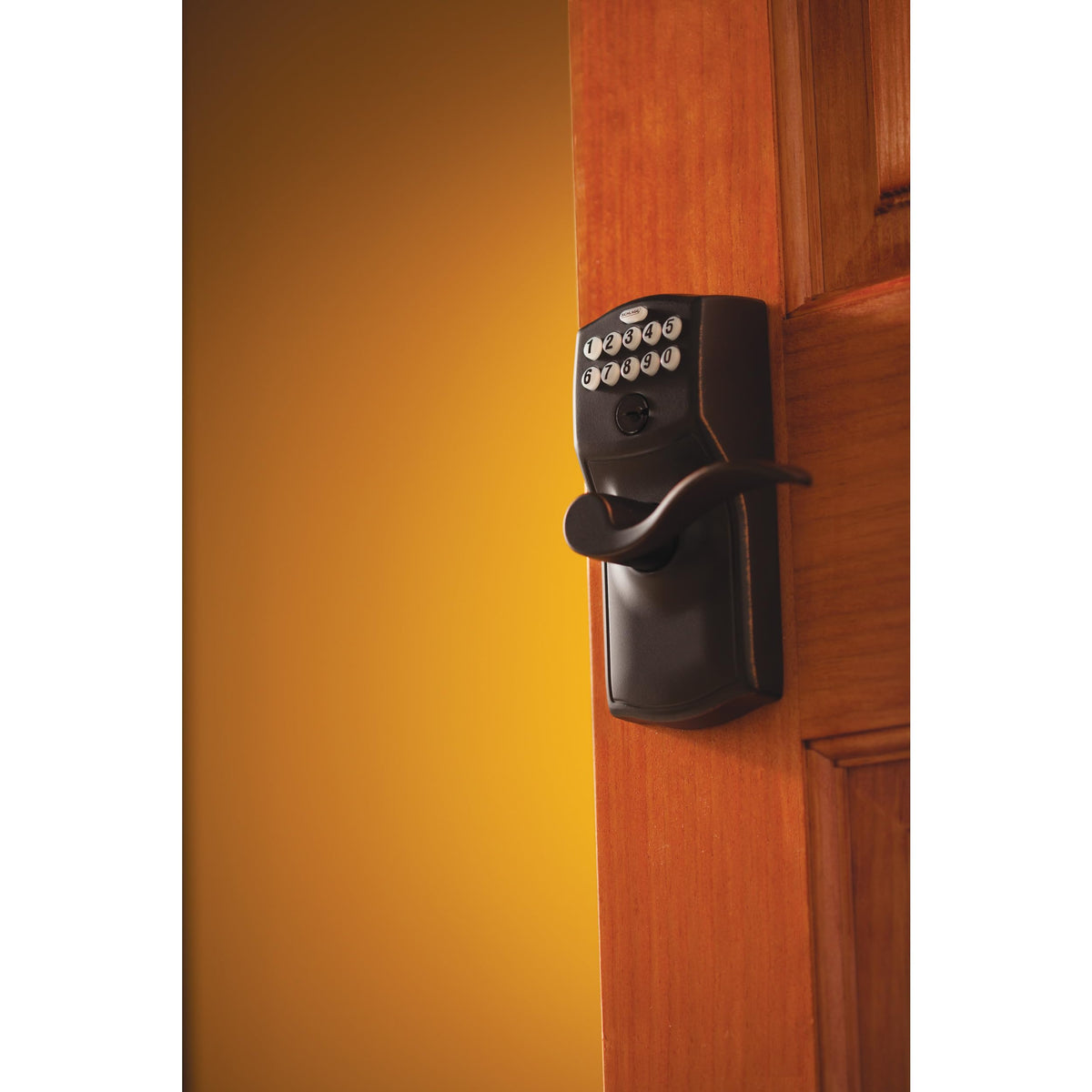 SCHLAGE FE595 CAM 716 ACC Camelot Keypad Entry with Flex-Lock and Accent Levers, Aged Bronze