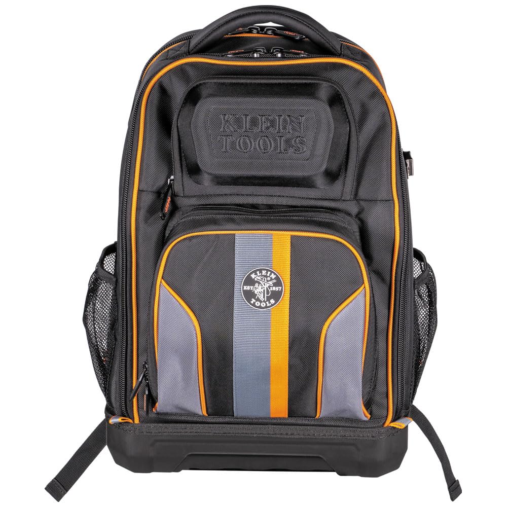 Klein Tools 62805BPTECH 28-Pocket Laptop Backpack Tool Bag, Tradesman Pro Extra-Large Tech Tool Backpack with Molded Bottom, Charging Port