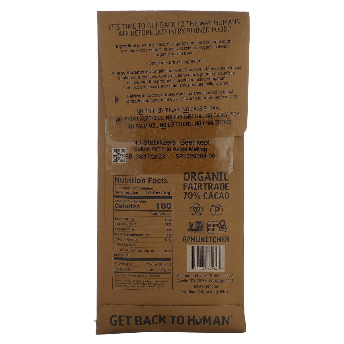 Hu Bar Choc Hazelnut Coffee 2.1 OZ