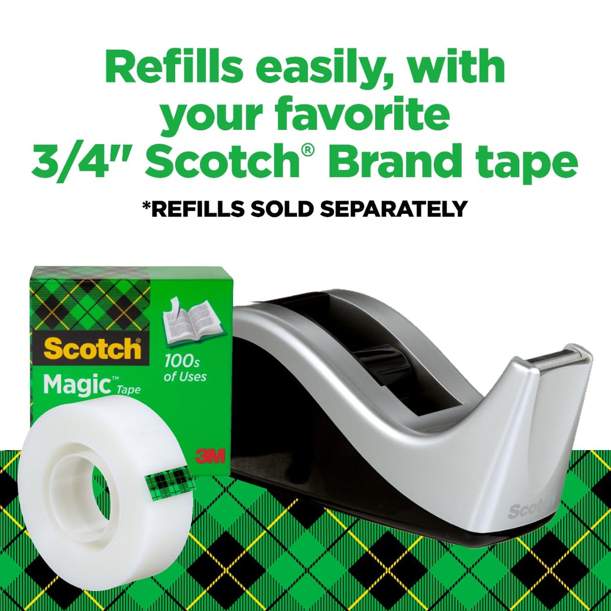 Scotch Desktop Tape Dispenser, Silvertech Two-Tone (C60-ST)