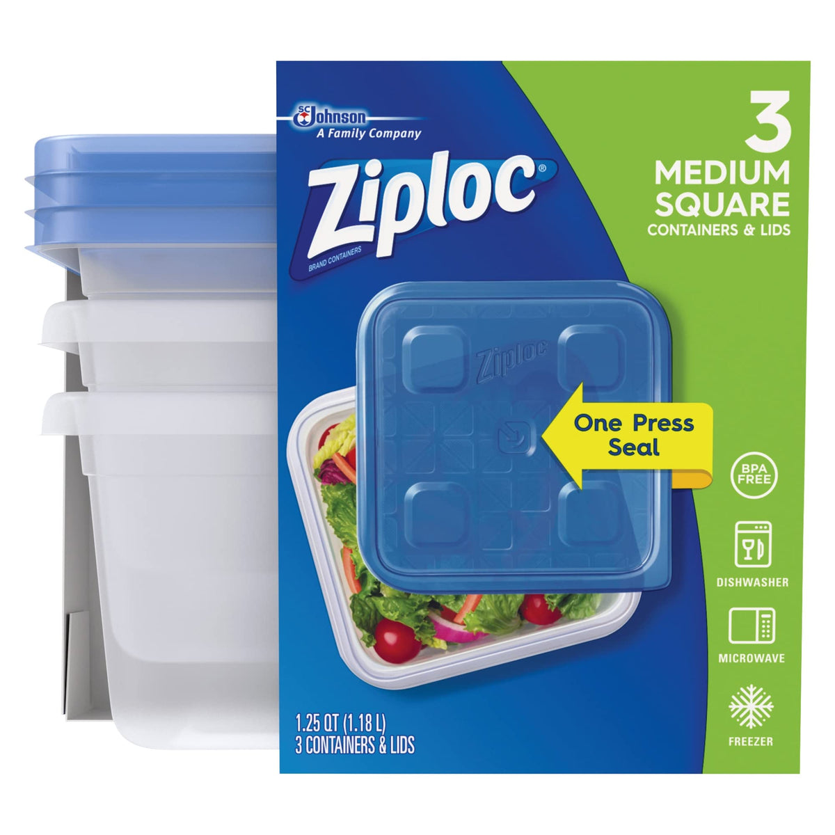 Ziploc® Plastic Food Storage Container Set, Clear, Pack of 3