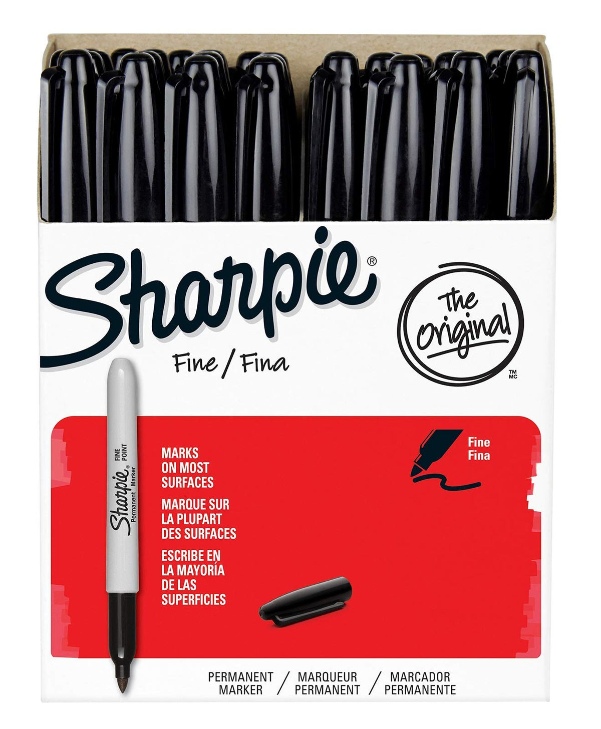 Sharpie Permanent Marker Fine Point,Fine Point Black Permanent Marker Quick Drying/Waterproof - 36 Count (1 Pack)
