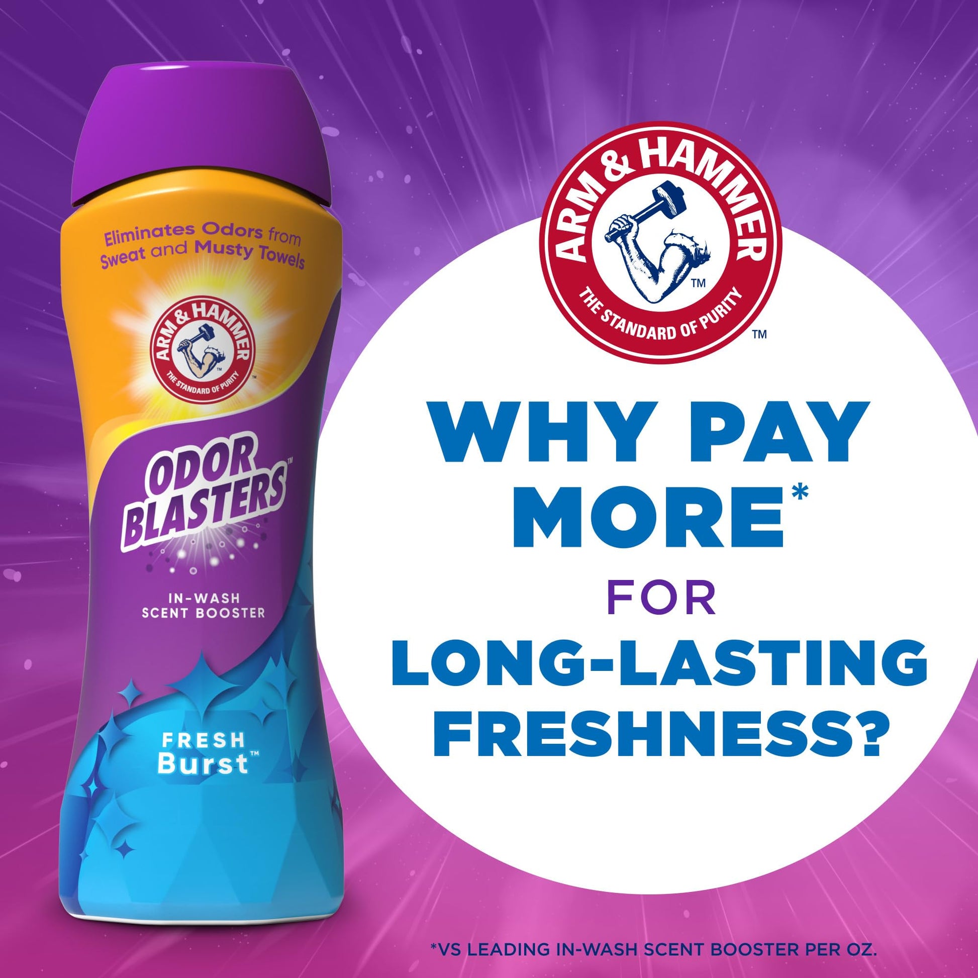 Arm & Hammer Odor Blaster In-Wash Scent Booster - Fresh Burst, 24 oz, Pack of 4