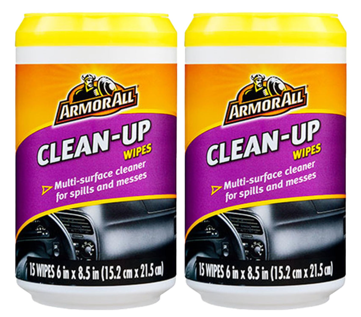 Armor All Clean-Up Wipes - Car Interior Cleaning Wipes, Convenient and Effective Car Cleaning Wipes, 15 Wipes (2 Packs)