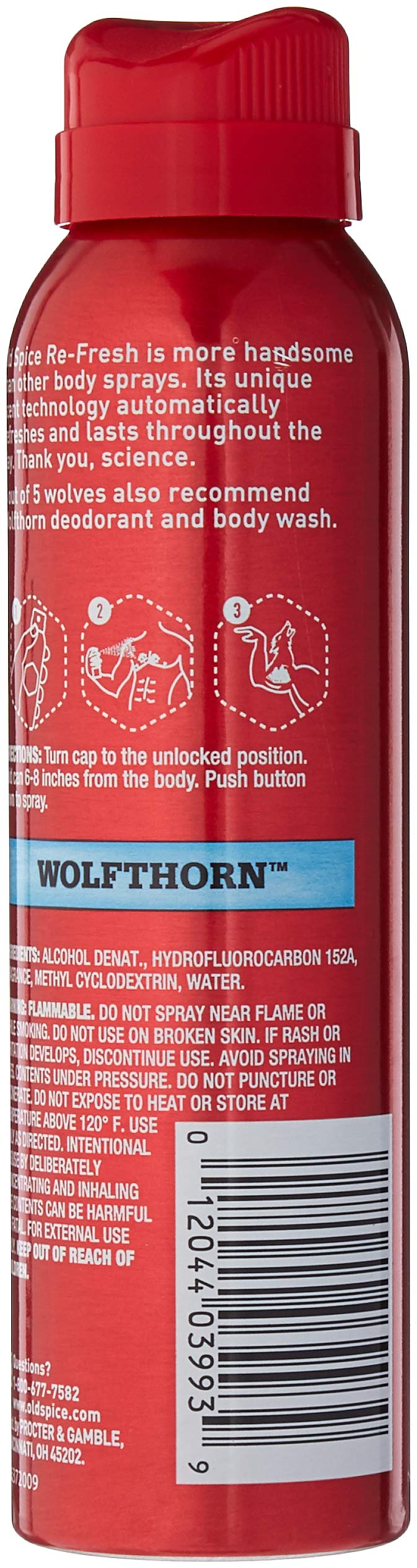 Old Spice Wild Collection Re-Fresh Deodorant Body Spray, Wolfthorn 3.75 oz (Pack of 2)