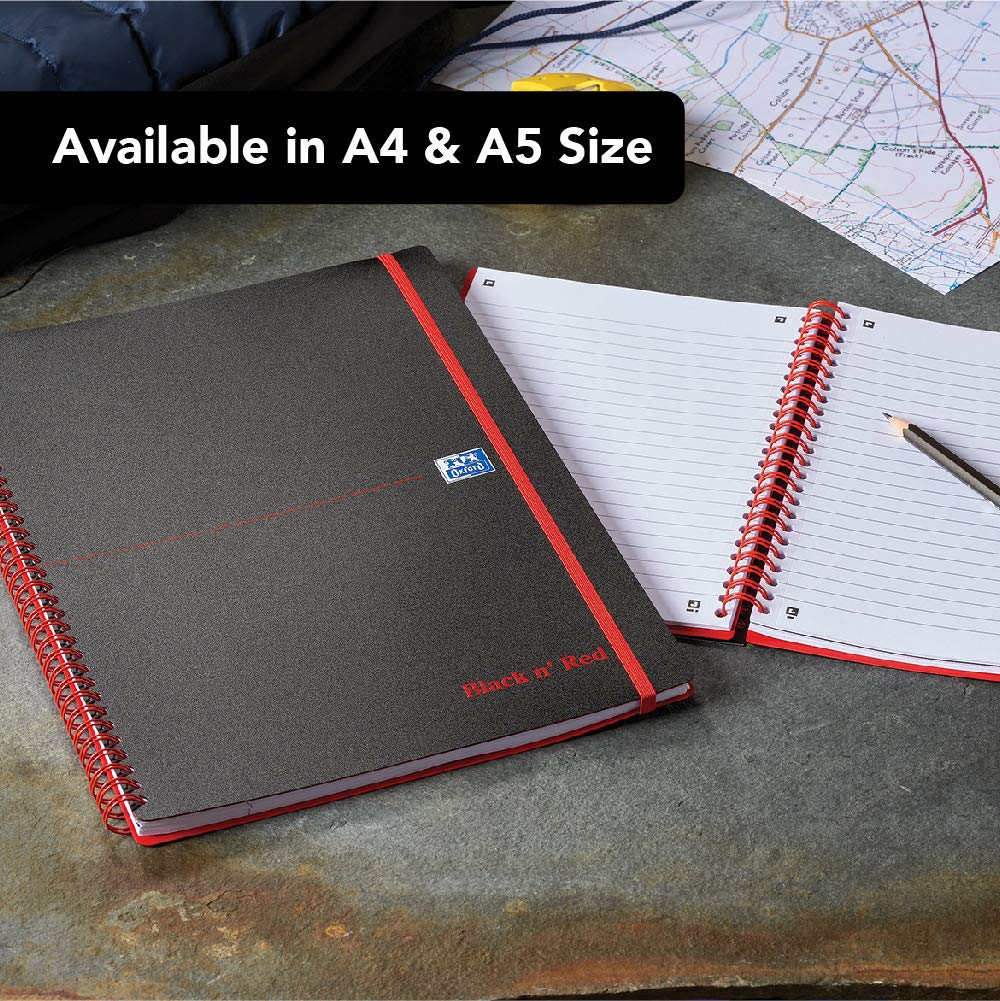 Black n Red Notebook Wirebound Polypropylene 90gsm Ruled 140 Pages A4 Ref E67008 [Pack of 5]
