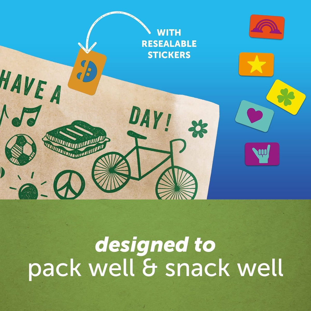 Ziploc Paper Sandwich & Snack Bags, Recyclable & Sealable with Fun Designs, 50 Count, Pack of 6 (300 Total Bags)