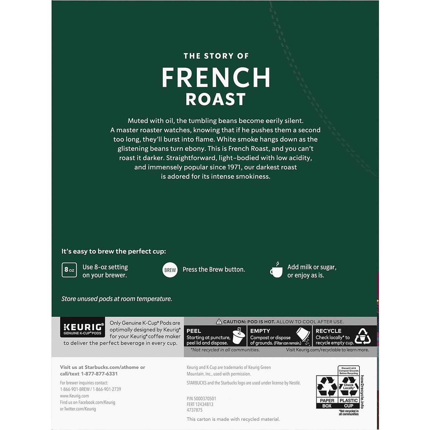 Starbucks 011067985 French Roast K-Cups, 24/Box (9737)