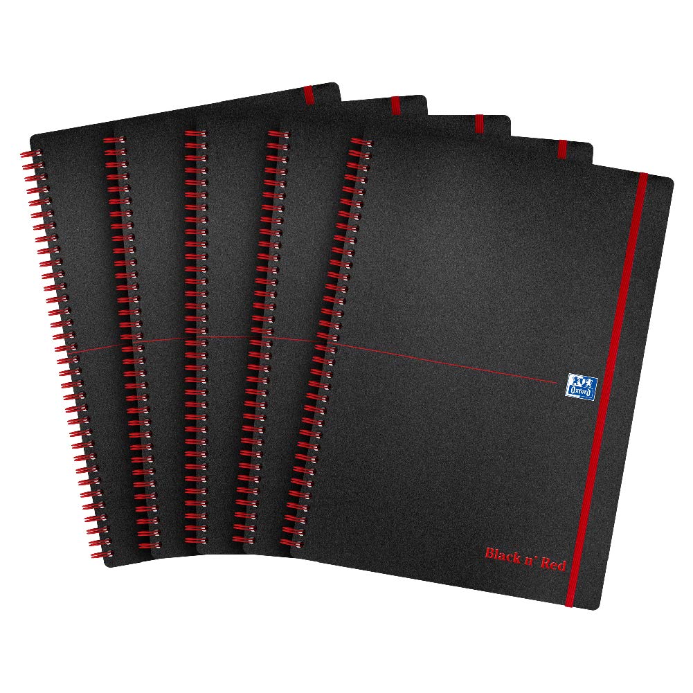 Black n Red Notebook Wirebound Polypropylene 90gsm Ruled 140 Pages A4 Ref E67008 [Pack of 5]