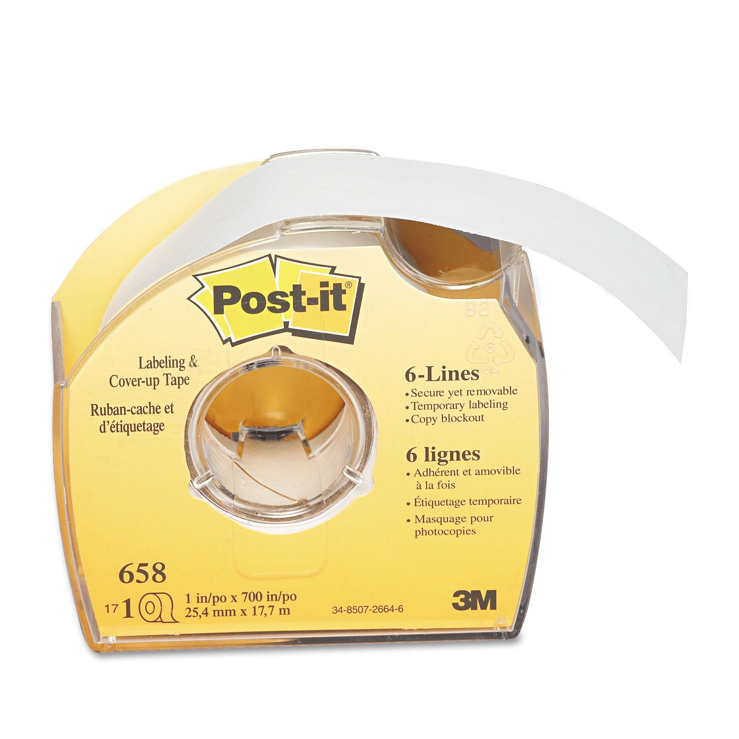 Post-it Labeling & Cover-Up Tape, 1 Roll, 1 in x 700 in (658)